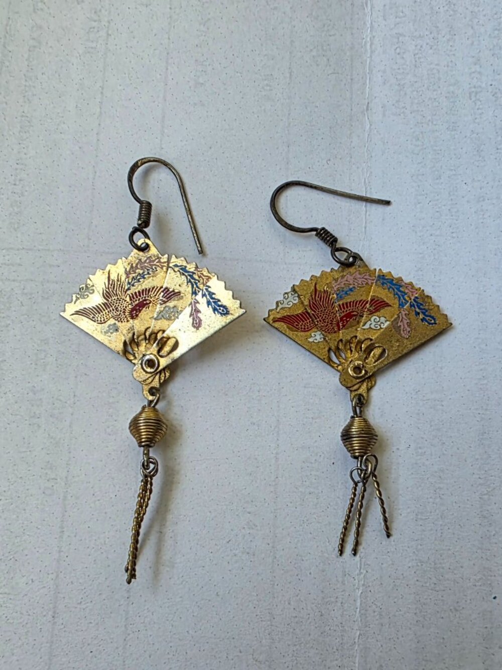Vintage Japanese Fan Earrings 1986 ~ Foldable